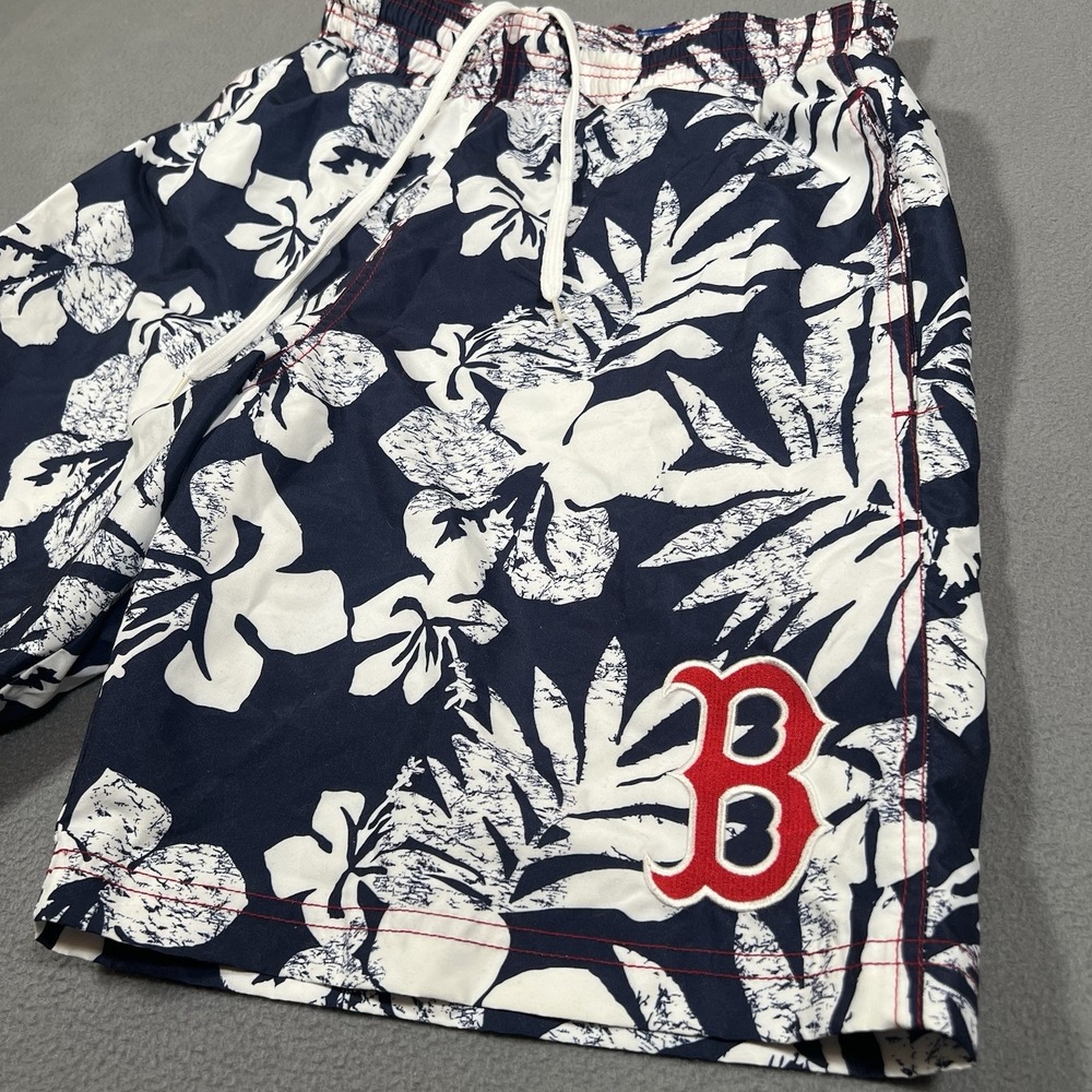 Boston Red‎ Sox Swim Trunks Shorts Mens Size M Blue Floral G-III MLB Baseball